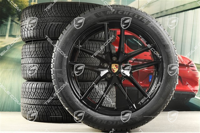 20-inch "Macan S" winter wheels set, rims 9J x 20 ET26 + 10J x 20 ET19, Michelin winter tyres 265/45 R 20 + 295/40 R 20, black high gloss, with TPMS
