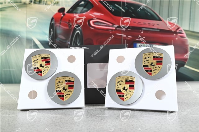 Set of Wheel Center Caps with coloured crest