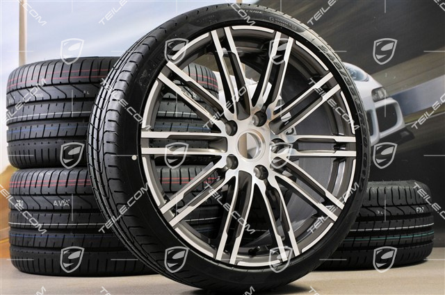 20" Komplet kół letnich Turbo III, felgi 8,5J x 20 ET51 + 11J x 20 ET70 + NOWE opony letnie Pirelli 245/35 ZR20 + 295/30 ZR20, z czujnikami ciśnienia