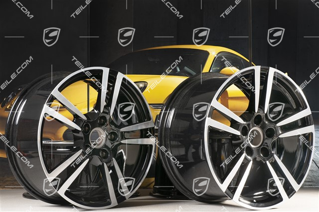 19" Komplet felg Turbo II, 8,5J x 19 ET56 + 11J x 19 ET51, do Turbo / Turbo S / GTS, czarny wysoki połysk
