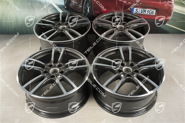 20" komplet felg Cayenne Sport, 10,5J x 20 ET55 + 9J x 20 ET50, Titanium