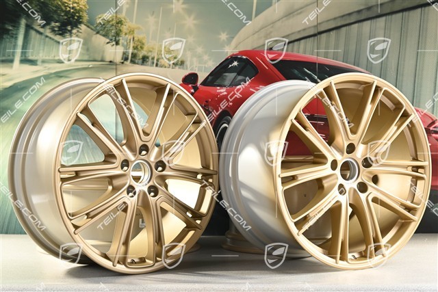 21-inch wheel rim set Panamera Exclusive, 9,5J x 21 ET71 + 11,5J x 21 ET69, Aurum