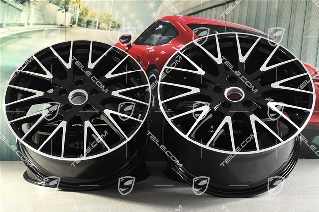 21-inch wheel rim set Panamera Exclusive Design, 9,5J x 21 ET71 + 11,5J x 21 ET69, black high gloss