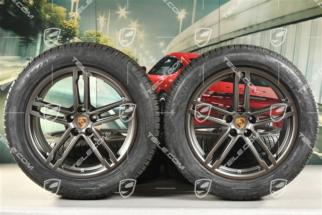 19-inch "Macan Turbo" winter wheels set, rims 8J x 19 ET21 + 9J x 19 ET21, NEW Pirelli winter tyres 235/55 R 19 + 255/50 R 19, with TPMS,platinum satin-matt