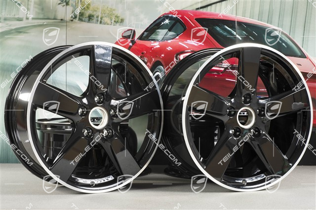 19" Cayman S Felgensatz, 8J x 19 x ET 57 + 9,5J x 19 x ET 45, Felgenstern in Schwarz