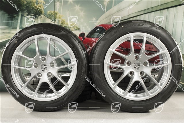 18" Cayman III koła letnie, komplet, felgi 8J x 18 ET57 + 9J x 18 ET47 + NOWE opony letnie Pirelli P Zero 235/45 R18 + 265/45 R18