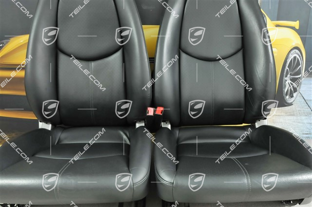 Seats, manual adjustable, heating, leather, black, set (L+R)