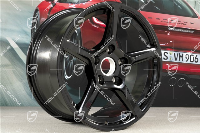 18-inch wheel rim set Boxster IV, 8J x 18 ET57 + 9,5J x 18 ET49, black high gloss