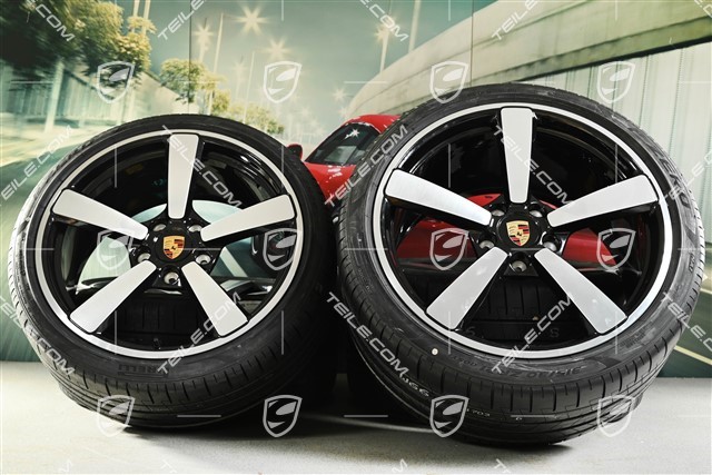 20-inch + 21-inch Turbo Exclusive Design summer wheel set, rims 9,5J x 20 ET44 + 12J x 21 ET70 + NEW Pirelli summer tyres 255/35 R20 + 315/30 R21, black high gloss