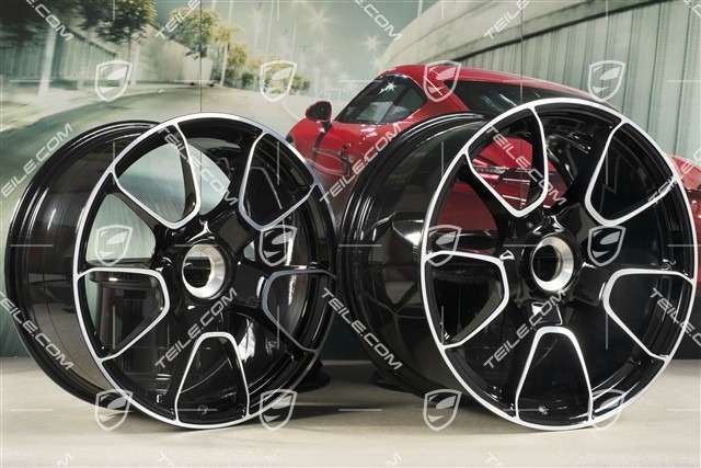20"+21" Turbo S Exclusive Design Felgensatz, 9,5J x 20 ET44 + 12J x 21 ET70, Schwarz Hochglanz