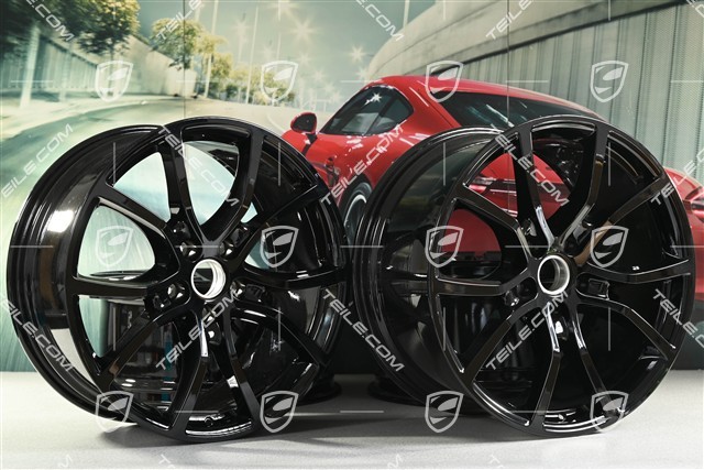21-inch wheel rim set Cayenne Exclusive Design, 11J x 21 ET49 + 9,5J x 21 ET46, for Cayenne Coupé, black high gloss