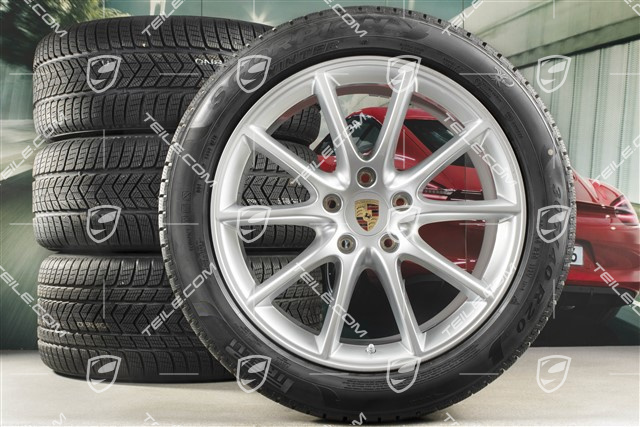 20" Cayenne COUPE Design Winterräder Satz, Felgen 9J x 20 ET50 + 10,5J x 20 ET55 + NEUE Pirelli Winterreifen 275/45 R20 + 305/40 R20, mit RDK-Sensoren
