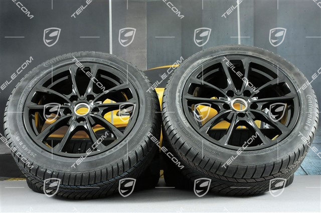 19" Koła zimowe, komplet "Panamera S", felgi 9J x 19 ET64 + 10,5 J x 19 ET62 + NOWE opony zimowe Continental ContiWinterContact PS830 P 265/45 R19 + 295/40 R19, czarny połysk