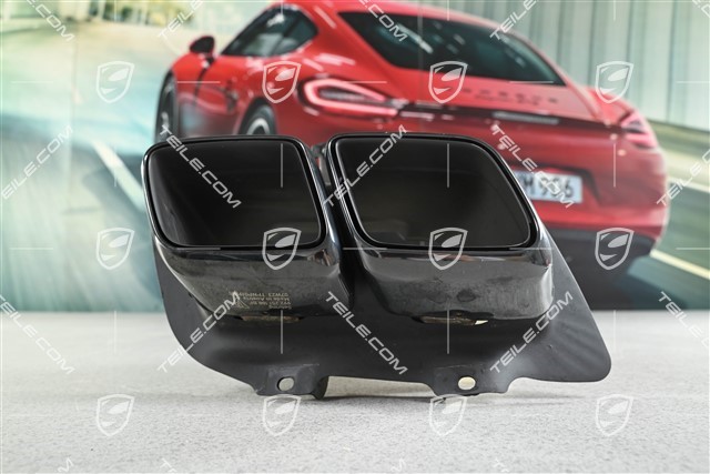 Turbo S, Exhaust system tail pipe, 4-pipe look, Black chrome, R