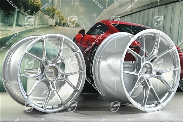 20+21 -inch GT3 wheel rim set, 9,5J x 20 ET46 + 12J x 21 ET45, brilliant silver