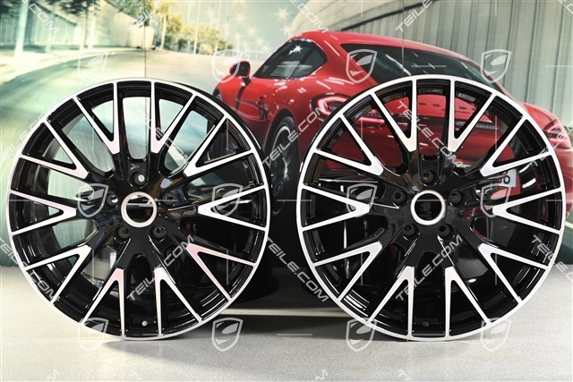 21-inch wheel rim set Panamera Exclusive Design, 9,5J x 21 ET71 + 11,5J x 21 ET69, black high gloss