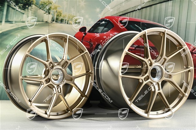 20+21" Carrera GTS lightweight alloy wheel rim set, wheels 8.5J x 20 ET50 + 11.5J x 21 ET79, in Neodyme