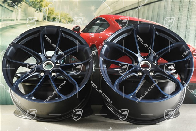 22" komplet felg GT, felgi 10,5J x 22 ET49 + 11,5J x 22 ET52, granatowe - ocean blue pearl effect