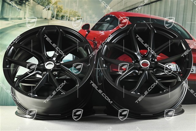 21-inch GT Design, alloy wheel rim set, 9,5J x 21 ET27 + 10J x 21 ET19, black satin matt