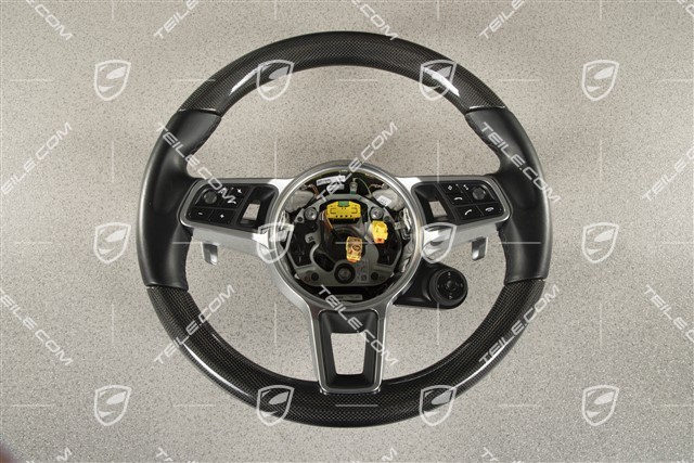 Kierownica multifunkcyjna, trójramienna, podgrzewana, Skóra / Carbon, czarna / Sport Chrono Paket Plus