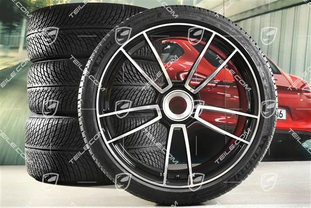 20"+21" koła zimowe Turbo S, komplet, felgi montowane centralnie 8,5J x 20 ET40 + 11J x 21 ET66 + NOWE opony zimowe Michelin 245/35 R20 + 305/30 R21