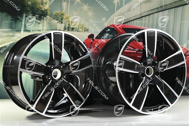 22" Cayenne Coupé Sport Classic Felgensatz, Felgen 10J x 22 ET48 + 11,5J x 22 ET52, schwarz hochglanz
