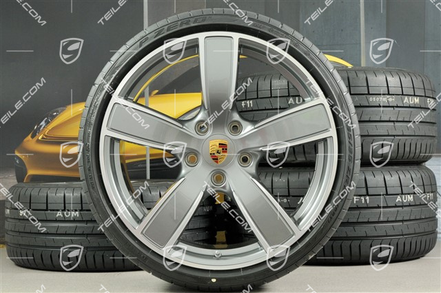 20-inch Carrera Sport summer wheels set, rims 8,5J x 20 ET57 + 10,5J x 20 ET47 + NEW summer tires 235/35 ZR20 + 265/35 ZR20, with TPMS