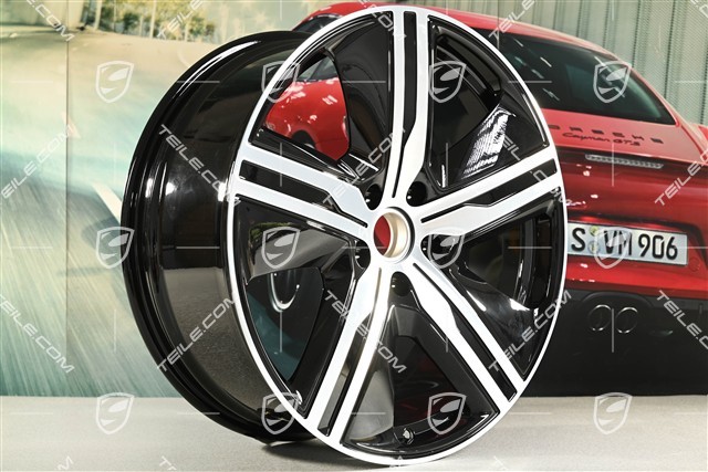 22-inch Macan Exclusive Design wheel rim set, 9J x 22 ET29 + 11J x 22 ET47, black high gloss