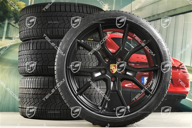 21" RS Spyder Design Winterräder Satz, Felgen 9,5J x 21 ET60 + 11,5J x 21 ET66 + Continental Winter Contact TS860 S Winterreifen 265/35 R21 + 305/30 R21, schwarz seidenmatt