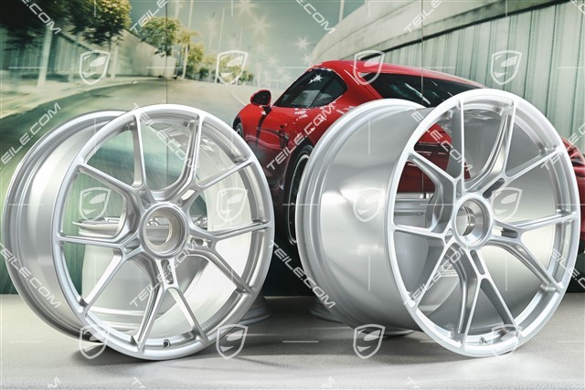 20+21 -inch GT3 wheel rim set, 9,5J x 20 ET46 + 12J x 21 ET45, brilliant silver