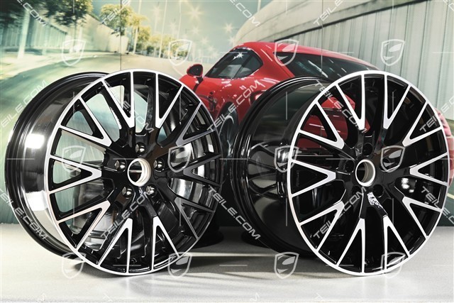 21-inch wheel rim set Panamera Exclusive Design, 9,5J x 21 ET71 + 11,5J x 21 ET69, black high gloss