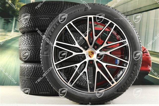 21-inch Cayenne COUPE "RS Spyder Design" winter wheel set, rims 9,5J x 21 ET46 + 11,0J x 21 ET49 + Michelin Pilot Alpin 5 SUV winter tyres 285/45 R21 + 305/40 R21, with TPMS, black high gloss
