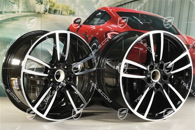 20" Cayenne Sport Felgensatz, 10,5J x 20 ET64 + 9J x 20 ET50, Felgensternen in Schwarz
