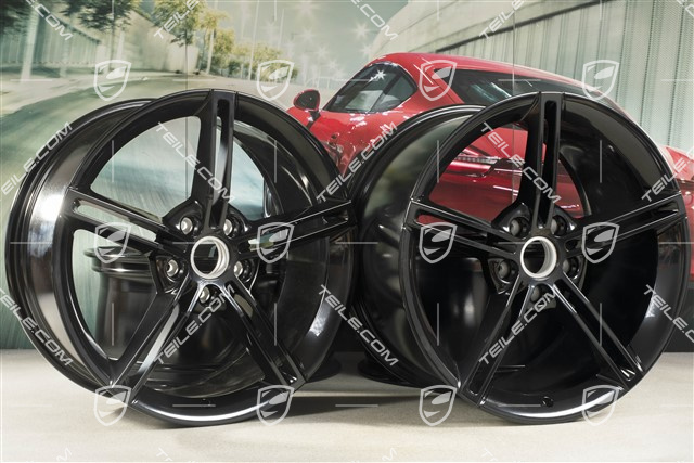 21" Wheel rim set Mission E Design, 9,5J x 21 ET60 + 11,5J x 21 ET66, black high gloss
