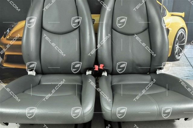 Seats, manual adjustable, leather, Stone grey, set (L+R)