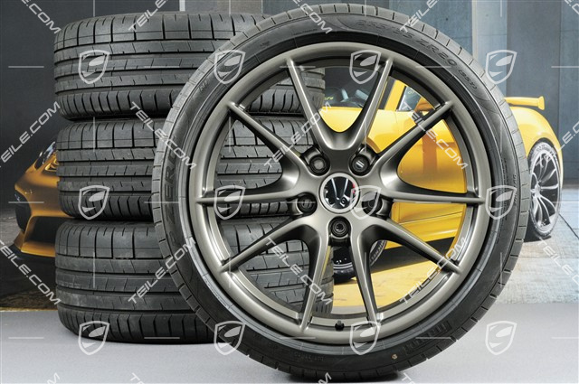 20" Komplet kół letnich Carrera S (III) Platinum (półpołysk), 8J x 20 ET57 + 9,5J x 20 ET45 + opony letnie 235/35 ZR20 + 265/35 ZR20