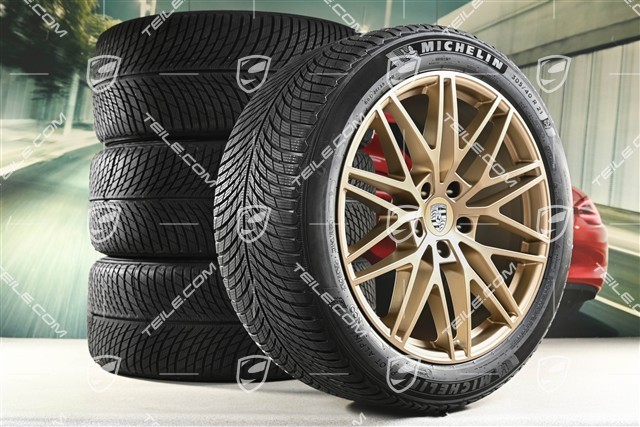 21" Cayenne "RS Spyder Design" Winterräder Satz, Felgen 9,5J x 21 ET46 + 11,0J x 21 ET49 + Michelin Pilot Alpin 5 SUV Winterreifen 285/45 R21 + 305/40 R21, mit RDK-Sensoren, Neodyme