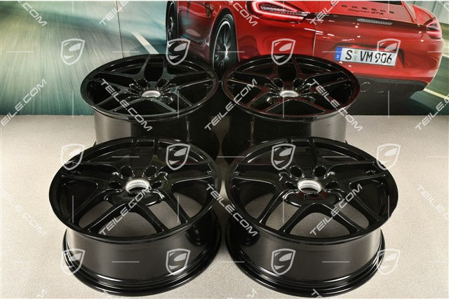 19" Komplet felg Carrera S II (Facelift), 8J x 19 ET57 + 11J x 19 ET51, czarne