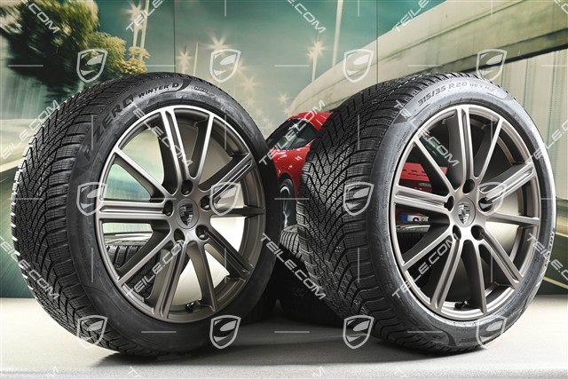 20" Panamera Turbo Koła zimowe, komplet, felgi 9,5J x 20 ET71 + 10,5J x 20 ET71 + NOWE opony zimowe Pirelli 275/40 R20 + 315/35 R20, Turbonit