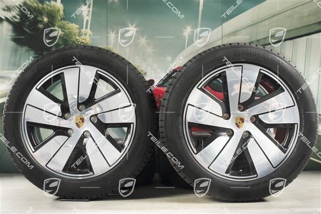 19" koła zimowe Taycan S, komplet, felgi 8J x 19 ET50 + 10J x 19 ET47 + NOWE opony zimowe Continental 225/55 R19 + 275/45 R19