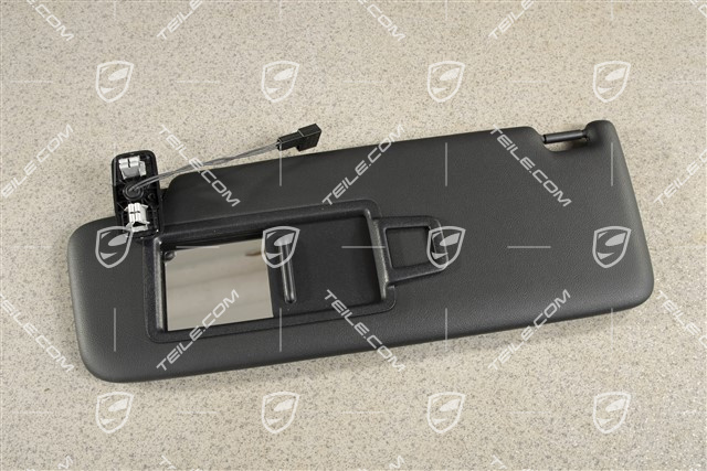 Sonnenblende, mit Spiegel und Leuchte, Schwarz, L