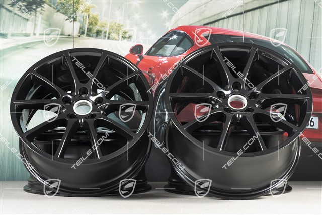 20" komplet felg Cayenne Design, 10,5J x 20 ET64 + 9J x 20 ET50, czarny wysoki połysk