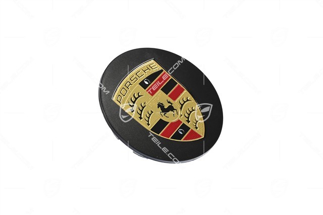 Center cap set, concave, coloured crest, black satin mat
