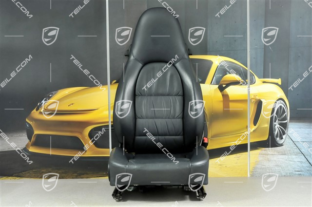 Sitz, el einstellbar, Leder, Metropolblau, Raffleder, Porsche Wappen, R