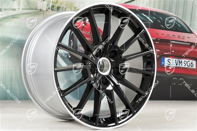 20" Panamera Sport Felgensatz, 9,5J x 20 ET 65 + 11,5 J x 20 ET 63, Felgenstern in schwarz