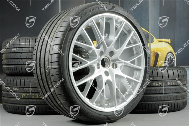 21" Koła letnie Panamera SportDesign, felgi 9,5J x 21 ET71 + 11,5J x 21 ET69 + opony letnie Pirelli 275/35 ZR21 + 315/30 ZR21, z czujnikami ciśnienia