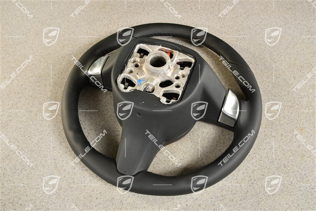 Lenkrad / Multifunktionslenkrad, Tiptronic, Glattleder, Schwarz