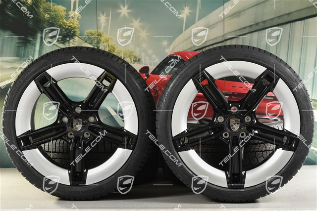 21" Mission E Design winter wheel set, rims 9,5J x 21 ET60 + 11,5J x 21 ET66 + Continental Winter Contact TS860 S winter tyres 265/35 R21 + 305/30 R21, black high gloss