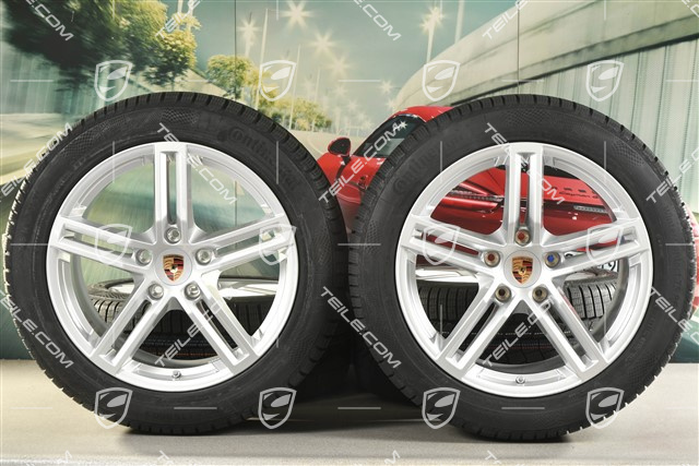 19" Panamera Koła zimowe, komplet, felgi 9J x 19 ET64 + 10,5J x 19 ET62 + NOWE opony zimowe Continental Winter Contact TS860 S 265/45 R19 + 295/40 R19, srebrne