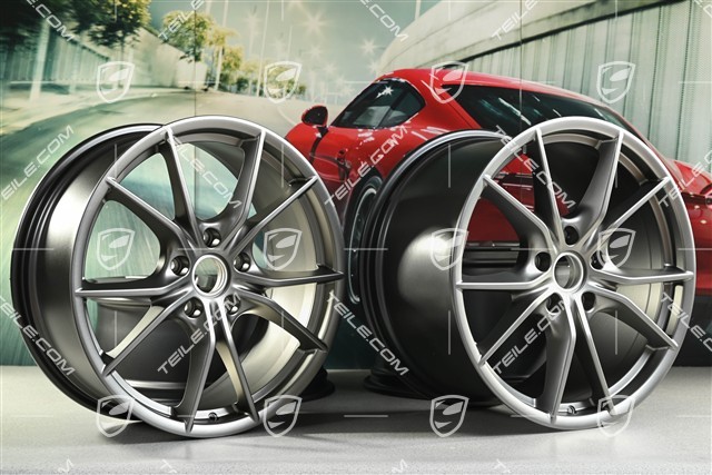 20-inch Carrera S IV wheel rim set, 8,5 J x 20 ET49 + 11,5 J x 20 ET76, Platinum satin-matt
